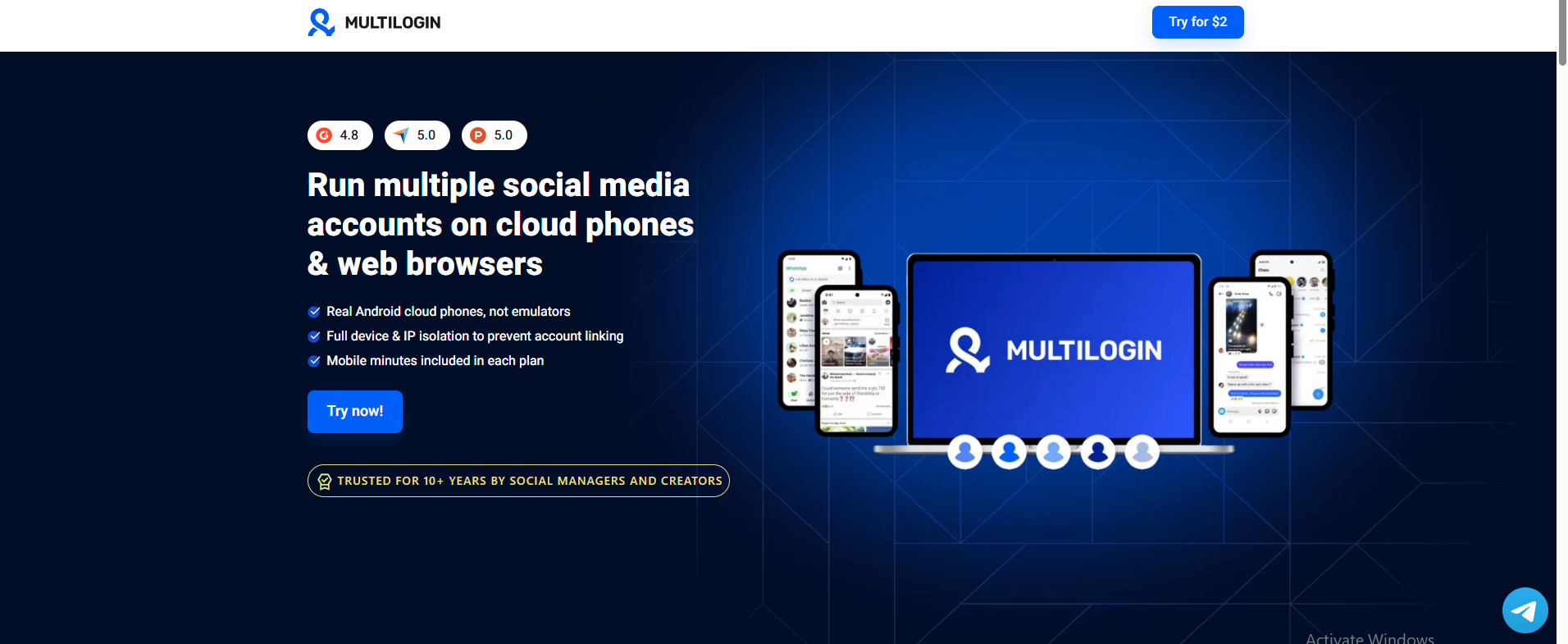 Multilogin anti-detect browser interface for secure multi-account management and cloud phone automation